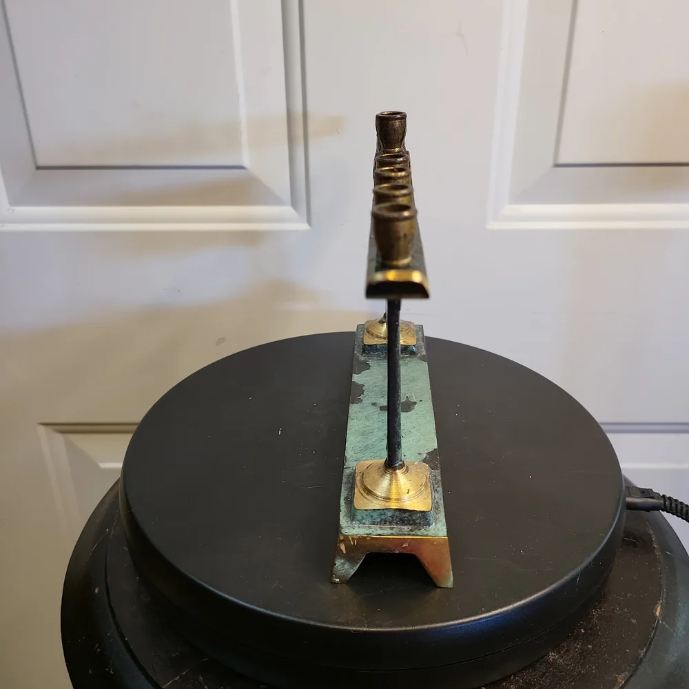 Mid-Century Modern Minora Made in Israel Brass